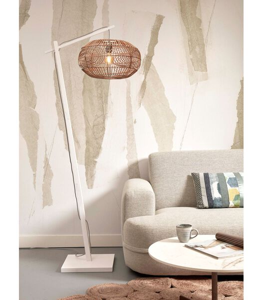 Vloerlamp Madeira - Bamboe Wit/Rotan - 74x48x176cm