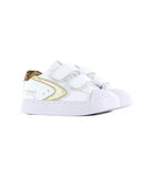 Witte Klittenband Sneaker Met Gouden Striping image number 2