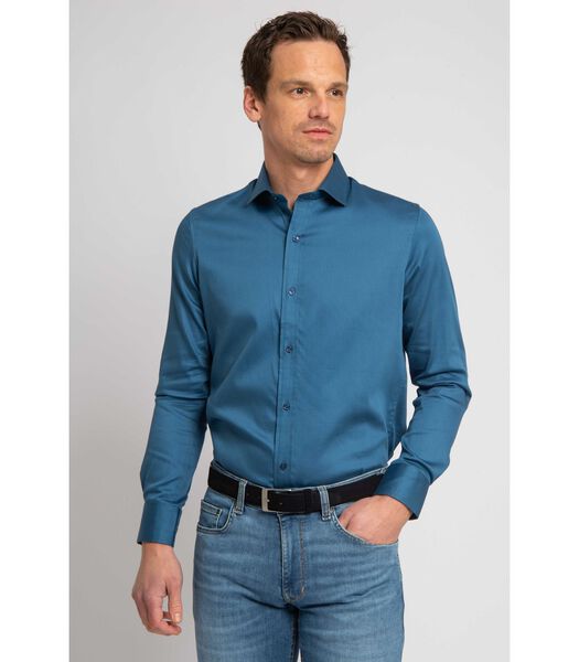Suitable Satin Overhemd Blauw