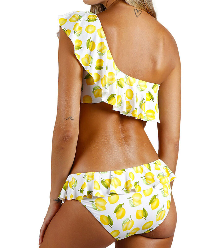 Ensemble deux pièces bikini asymétrique à volants Lemons image number 1
