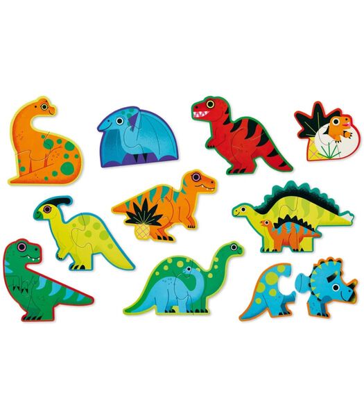 Puzzle Let's Begin - 10 puzzles de 2 pièces - Dinosaures