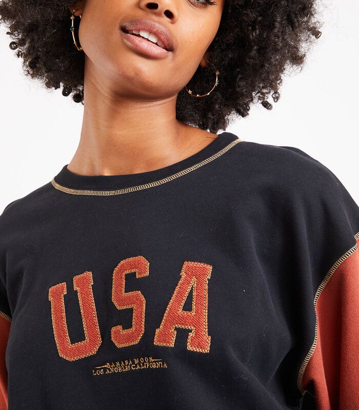 Sweatshirt USA noir femme Zaven Modelo image number 3
