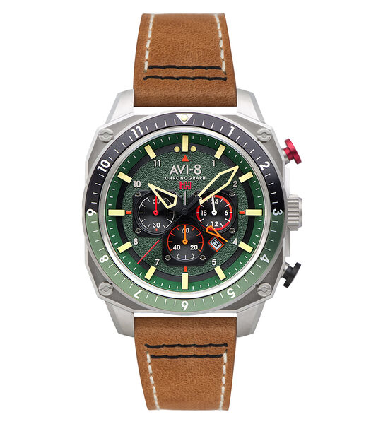 Montre homme quartz chronographe - Bracelet cuir - Date - Hawker Hunter