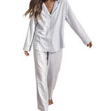 Pyjama indoor kleding broek shirt lange mouwen Vichy image number 2