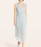Blauwe lange jurk CONCILIANT in geplooide voile image number 0