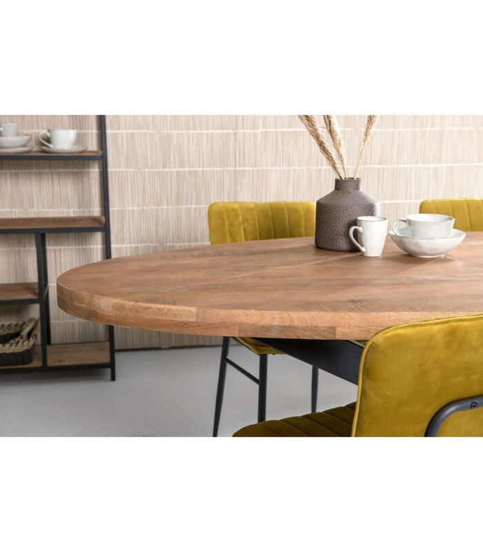 Omerta - Table de salle à manger - ovale - 240cm - manguier - naturel - pied Spider en acier - laqué noir image number 2