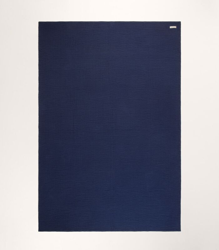 Couvre-lit ILARIO encre bleue et feston noir 240x260 cm image number 1