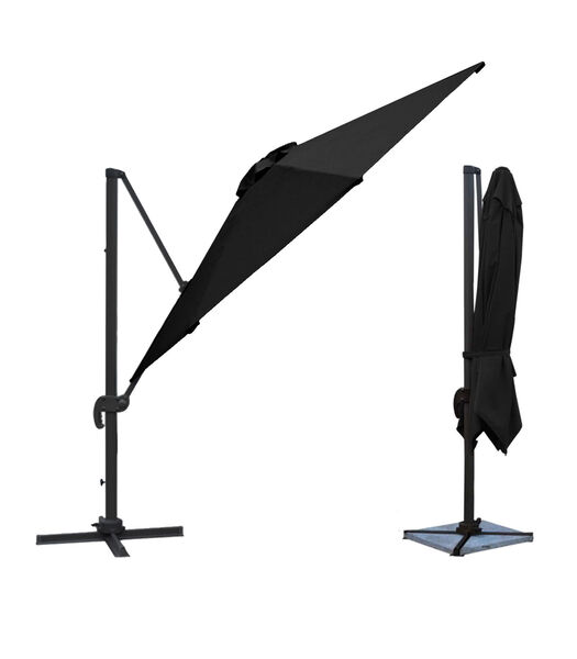 Offset paraplu MOLOKAI rechthoekig 3x4m zwart + hoes