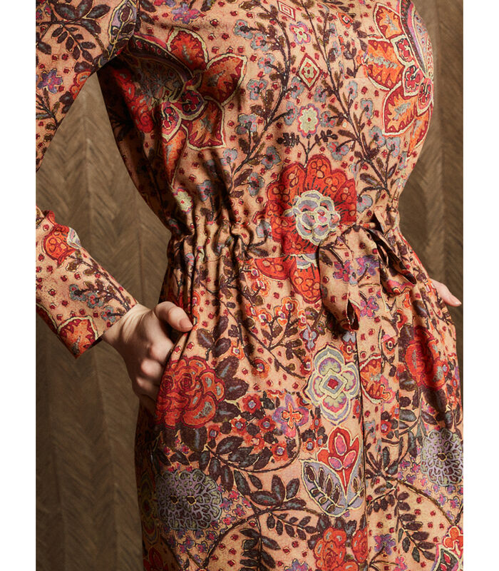 Halflange jurk in retro multicolor print image number 2