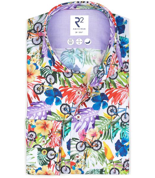 Overhemd Botanische Print Fiets Multicolour
