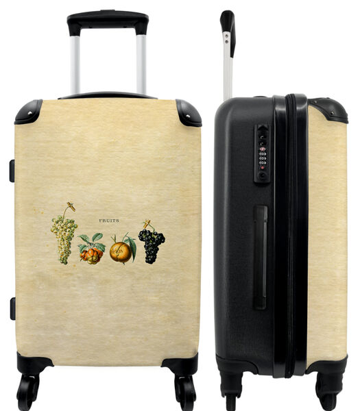 Bagage à main Valise avec 4 roues et serrure TSA (Vintage - Fruit - Grapes - Art)