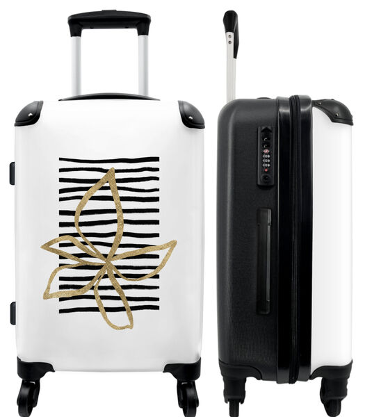 Bagage à main Valise avec 4 roues et serrure TSA (Or - Noir - Rayures - Abstrait)