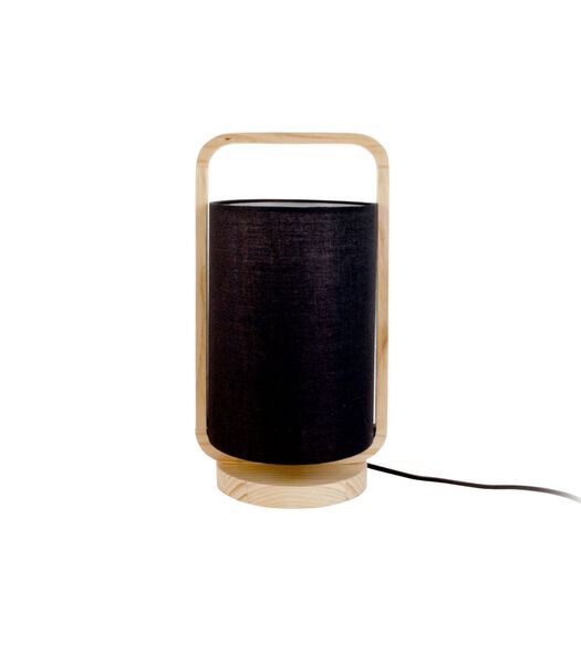 Tafellamp Snap - Hout met Zwarte Schaduw - Ø15,5x21,5cm