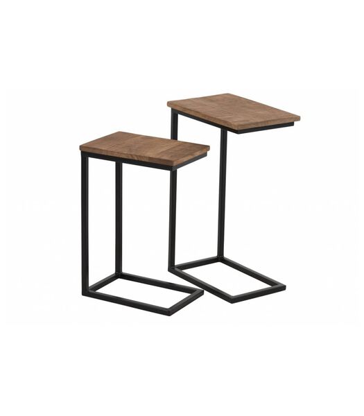 Industry - Tables d'appoint - set of 2 - structure en métal noir - plateau en bois - naturel