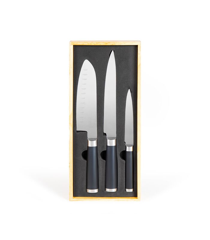 Set de 3 couteaux type japonais en coffret bois image number 0