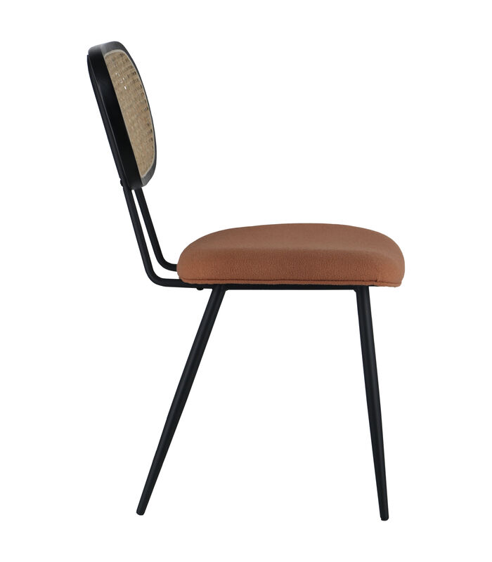 Set van 2 stoelen in riet en roestkleurige lusstof ELENA image number 2