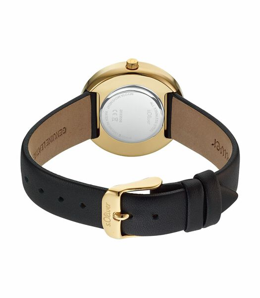 Quartz horloge voor dames, roestvrij staal IP goud en leder