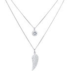 Halsketting Dames Laag Vleugelsymbool Met Kristal In 925 Sterling Zilver Verguld image number 1