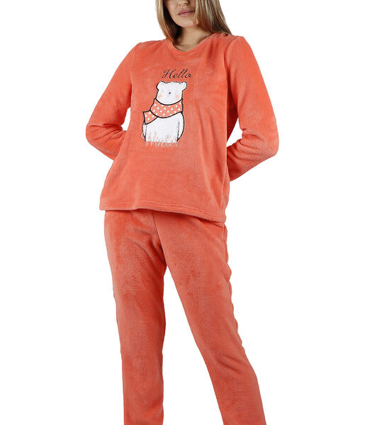 Fleece pyjama outfit broek top lange mouwen Hello Winter