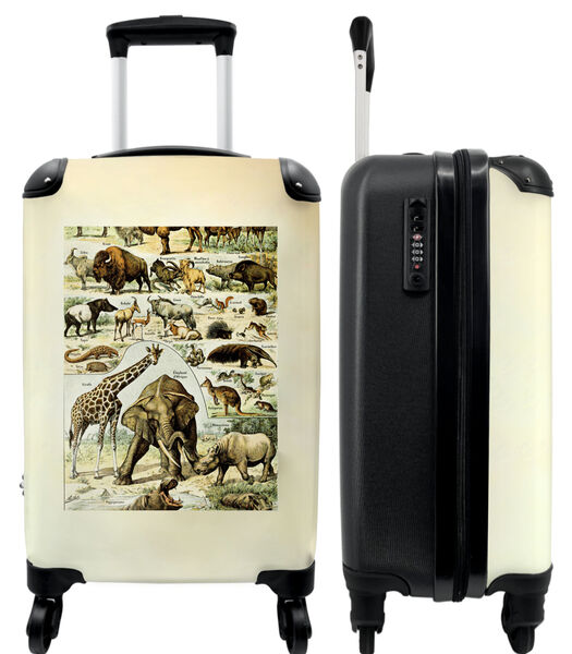 Ruimbagage koffer met 4 wielen en TSA slot (Dieren - Illustratie - Vintage - Savanne - Natuur)