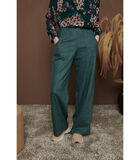 Donkergroene broek in tweed met visgraatmotief image number 0