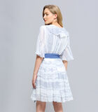 Mini-jurk van chiffon met lineaire print en ruches image number 3
