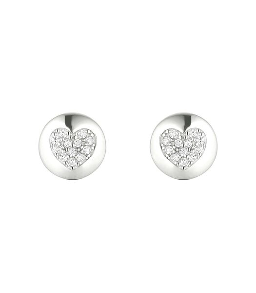 Boucles d'oreilles pour dames, argent 925 Sterling, zirconium synth. | cœur