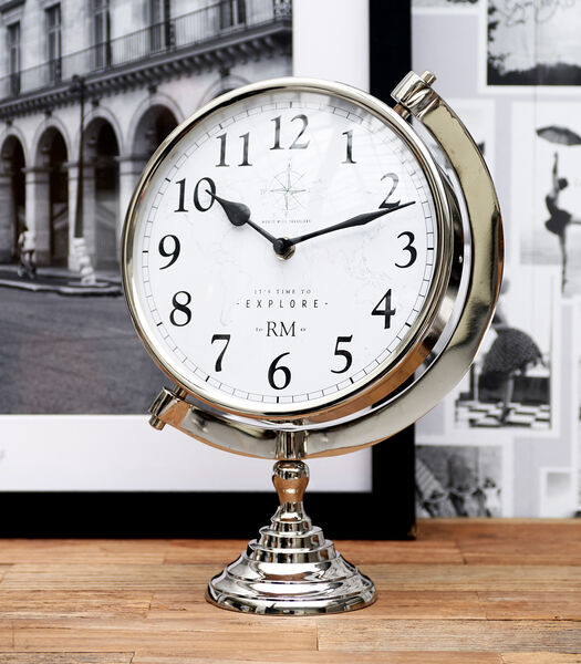 Riviera Maison Klokken - Time To Explore Clock - Zilver - 1 Stuks