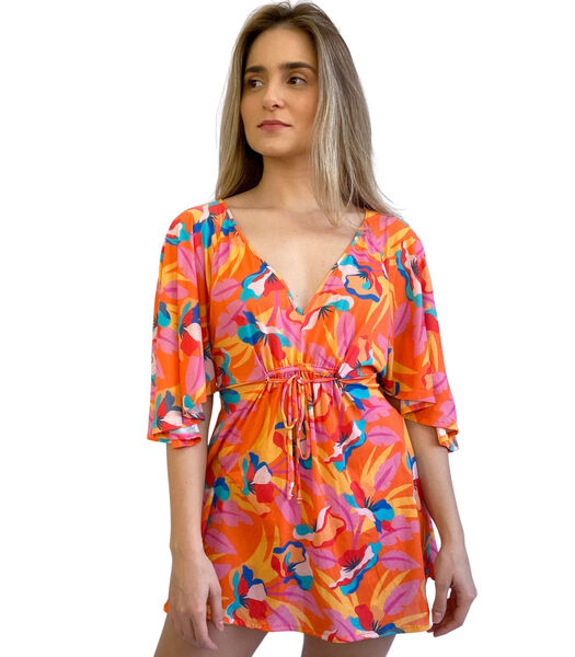 Orange Bloom Mini Dress