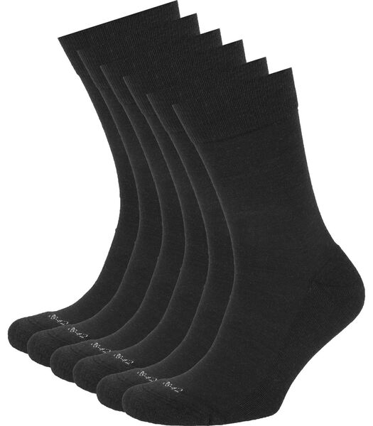 Merino Sokken Zwart 6-Pack