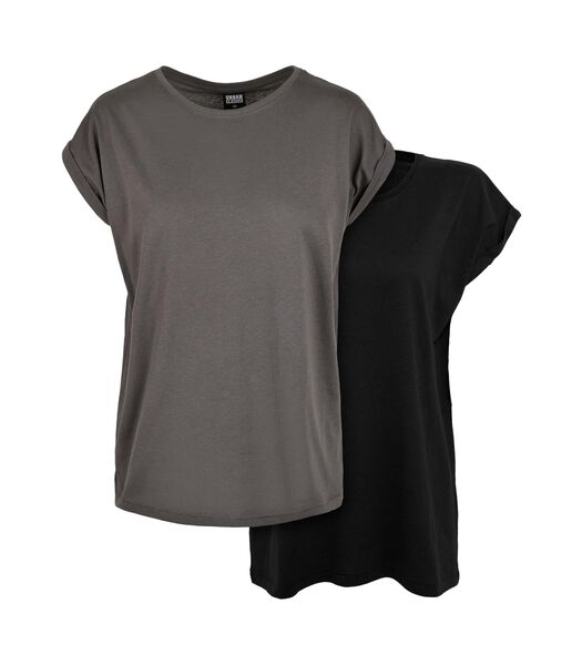 Dames-T-shirt met lange schouders (x2)