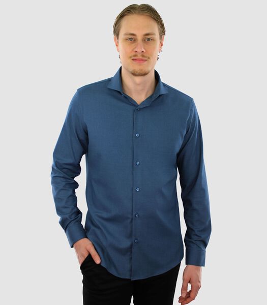 Kreukvrij en Strijkvrij  Overhemd - Blauw - Slim Fit - Bamboe Katoen  - Heren