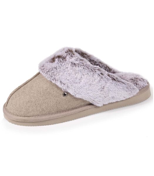 Chaussons Mules Femme Taupe Chiné