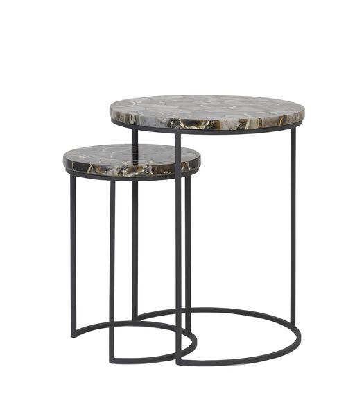 Table d'appoint Axat - Brun/Noir - Ø41cm
