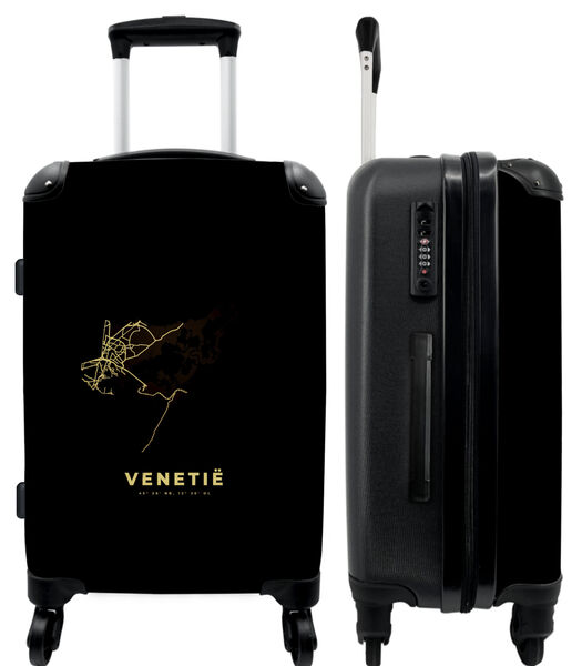 Handbagage Koffer met 4 wielen en TSA slot (Venetië - Goud - Plattegrond - Stadskaart - Kaarten)