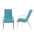 Lot de 6 chaises MARBELLA en textilène bleu - aluminium blanc image number 2