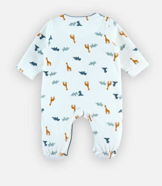 Fluwelen dinosaurus pyjama, wit/blauw