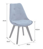 Set van 4 blauwe NORA fluwelen stoelen met kussen image number 4
