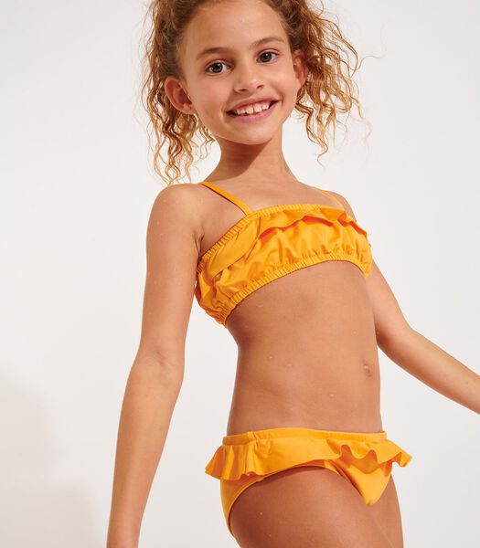 Mini Tati Azalea oranje bikini met ruchesvoor meisjes