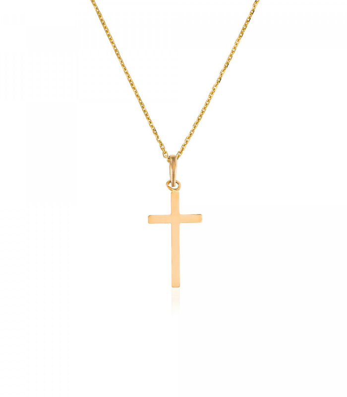 Geelgouden hanger "Croix Croyance" + gratis zilveren ket image number 0
