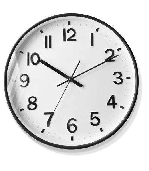 Horloge murale  - Horloge à quartz silencieuse - Horloge design minimaliste - Horloge murale 30 cm - Noir avec blanc