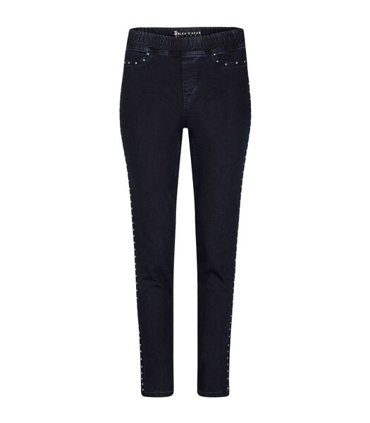 Donkere jeans met elastische tailleband GEMINA