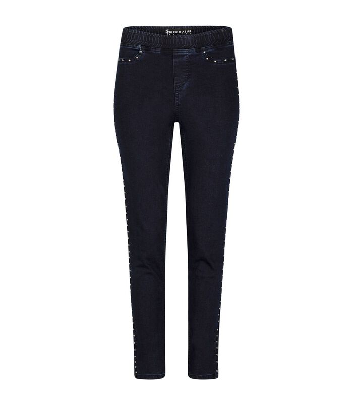 Donkere jeans met elastische tailleband GEMINA image number 0