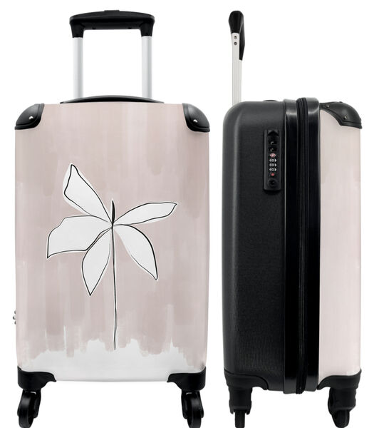 Valise spacieuse avec 4 roues et serrure TSA (Art - Abstrait - Rose - Fleur)