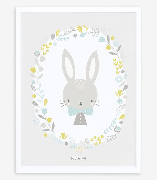 Affiche encadrée bébé lapin et fleurs Sweet bunnies, Lilipinso