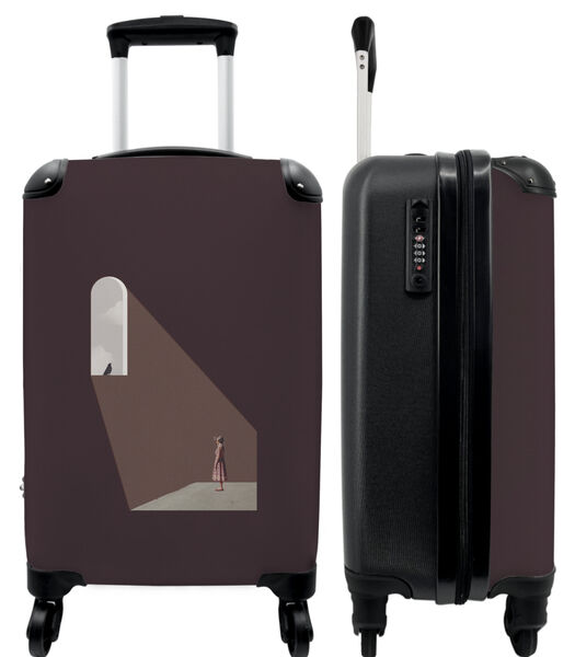 Ruimbagage koffer met 4 wielen en TSA slot (Abstract - Vogel - Vrouw - Raam)