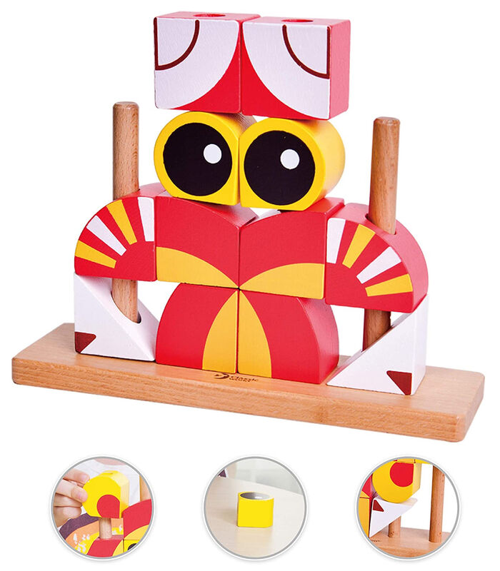 Babyspeelgoed Verticale houten puzzel Leeuw image number 3