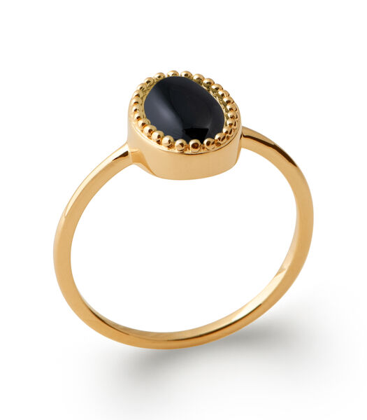BLACK & GOLD Ring Zwarte Agaat