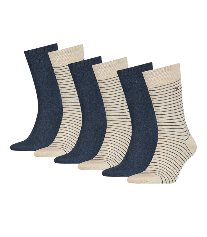 Small Stripe Heren Sokken 6-pack Beige Melange image number 0