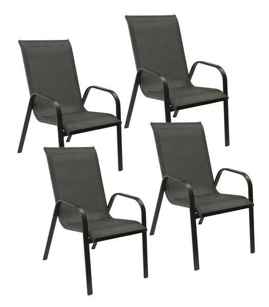 Lot de 4 chaises MARBELLA en textilène gris - aluminium gris anthracite